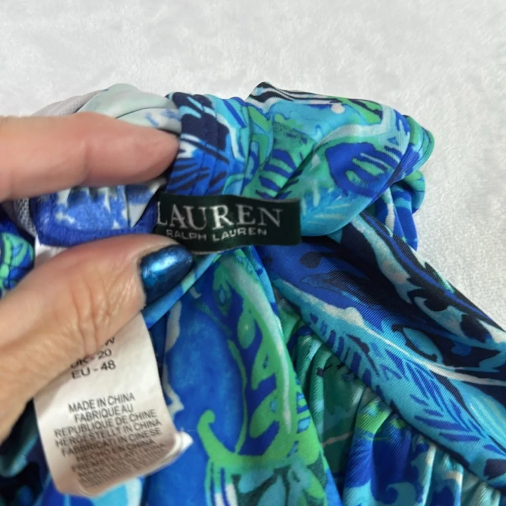 Lauren Ralph Lauren Tankini‎ Swimsuit Top Blue Paisley Pattern Women’s Size 18 W